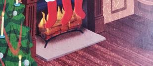 Cover detail from Silent Nights edited by Martin Edwards showing. shadow falling on a fireplace rug