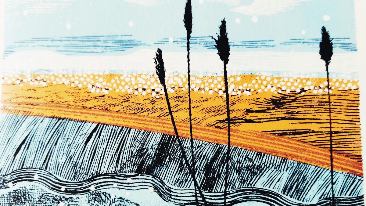 Cover detail of wintering-by-katherine-may showing a drawing of a landscape