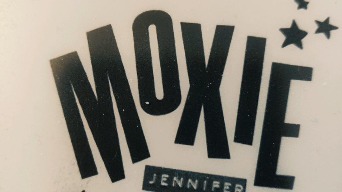 Cover Detail from Moxie by Jennifer Mathieu showing text made with a label maker