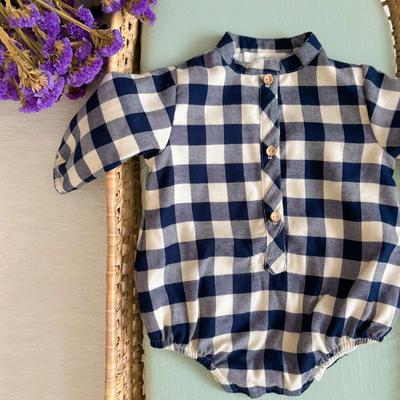 Barboteuse col mao enfant - Maria Jasmin Vichy bleu