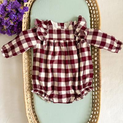 Barboteuse flanelle enfant - Maria Jasmin Vichy rouge