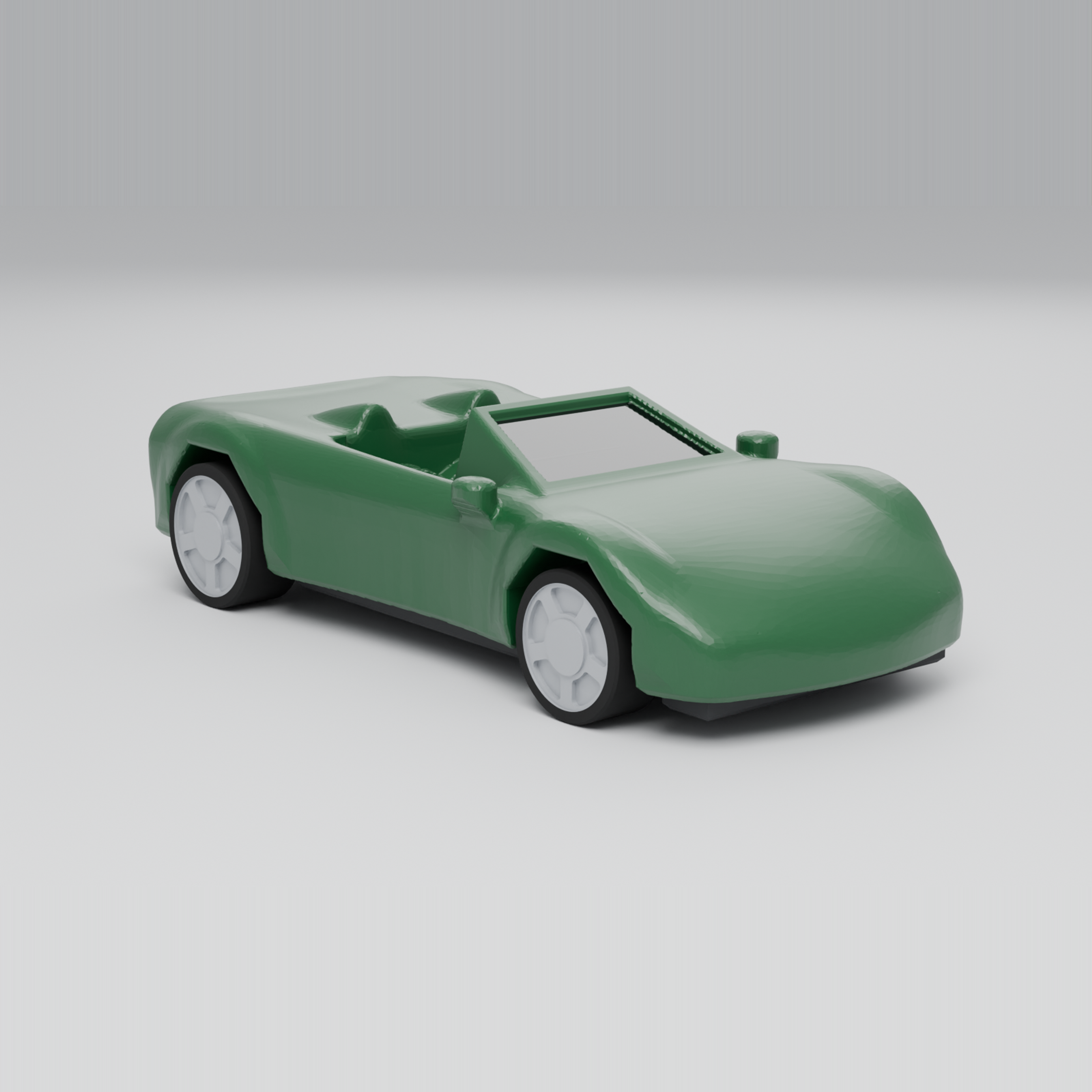 R1 Roadster 1:64 in green from the front, an open two-seat roadster on 11 mm front and 12 mm rear classic 5-spoke wheels
