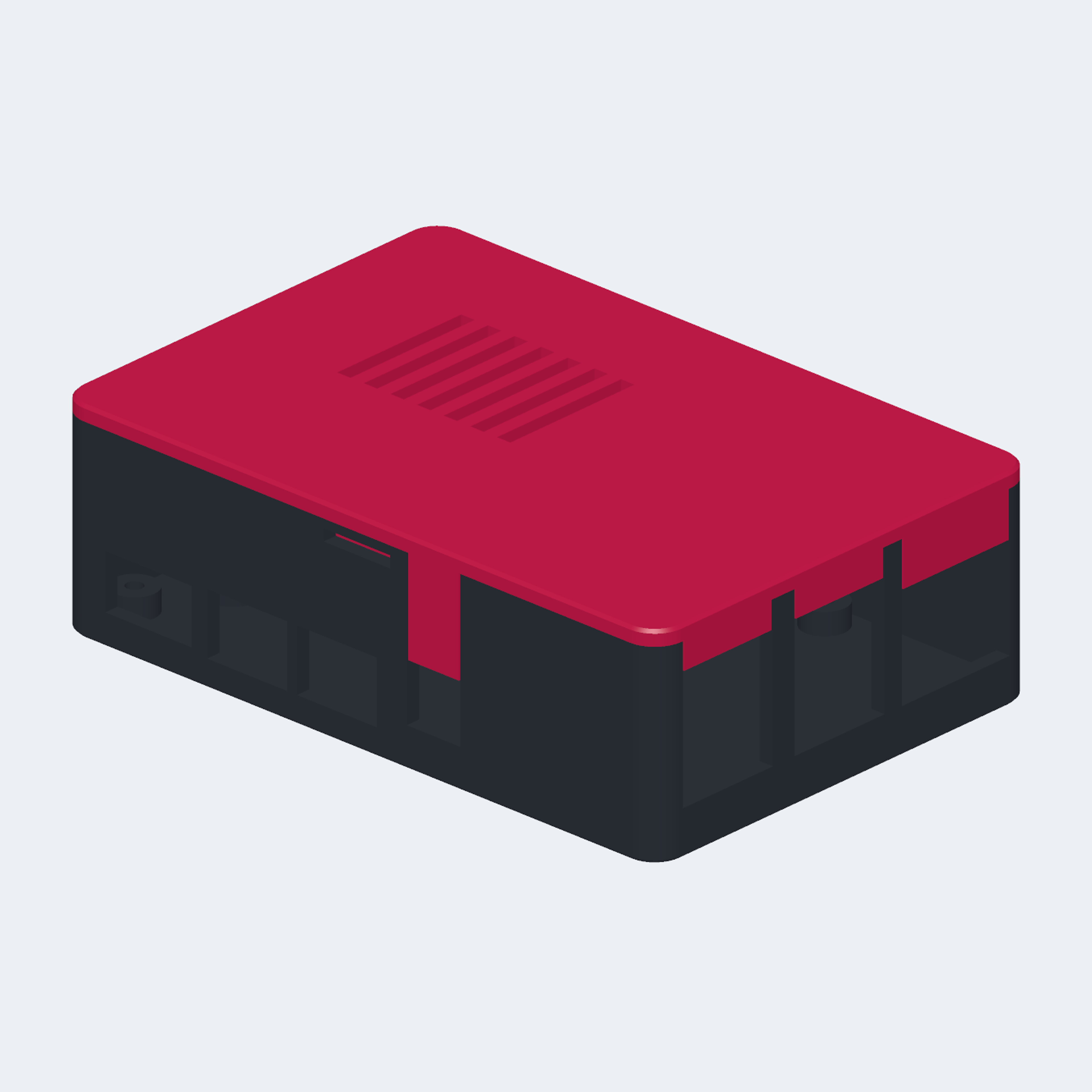 Raspberry Pi 4 Model B Case (Snap-Fit Base, Vented / Closed / GPIO / Ribbon / 30mm Fan Lids, VESA Plate)
