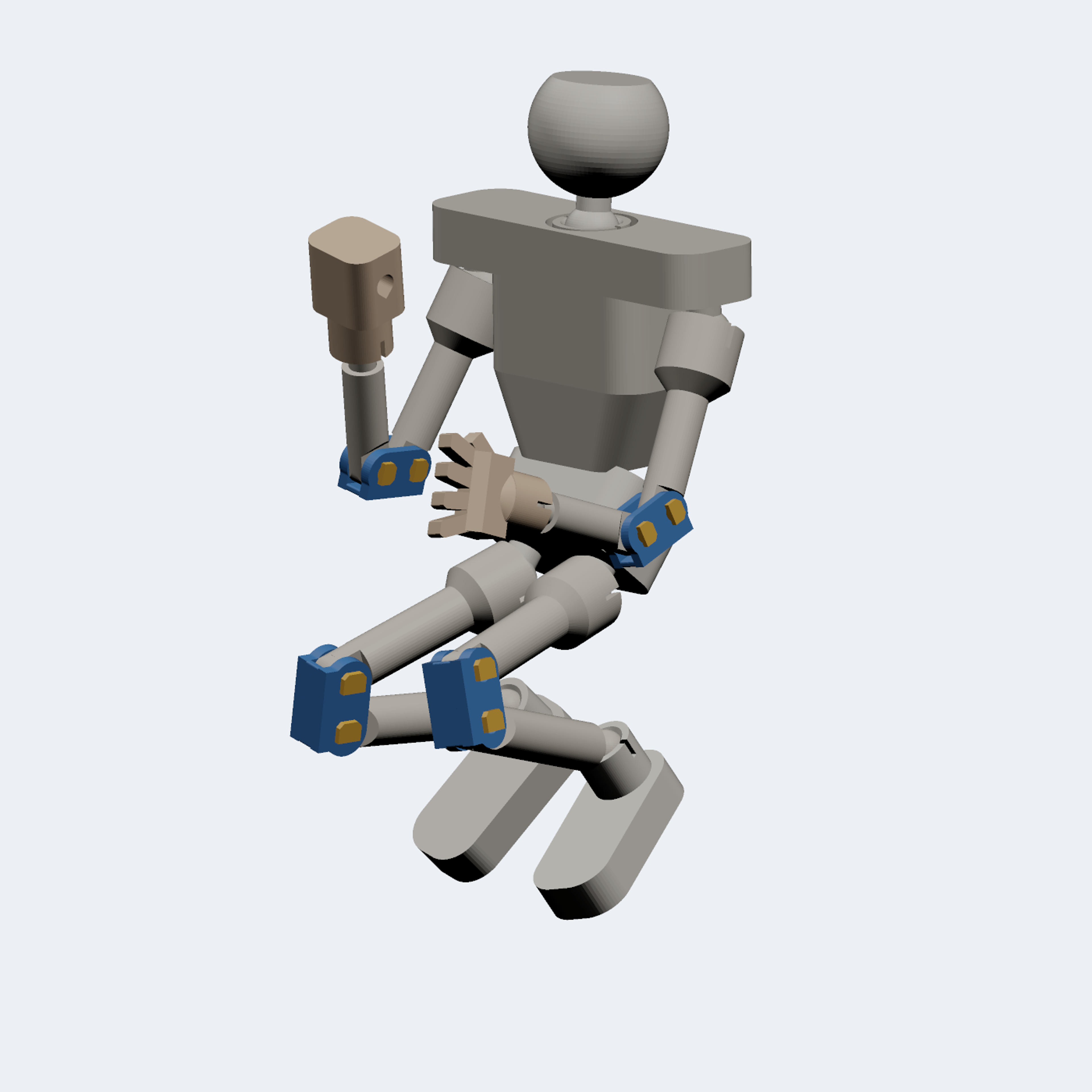 Poseable 6 inch figure in a deep crouch on the double-hinge knees, with the double-hinge elbows bent