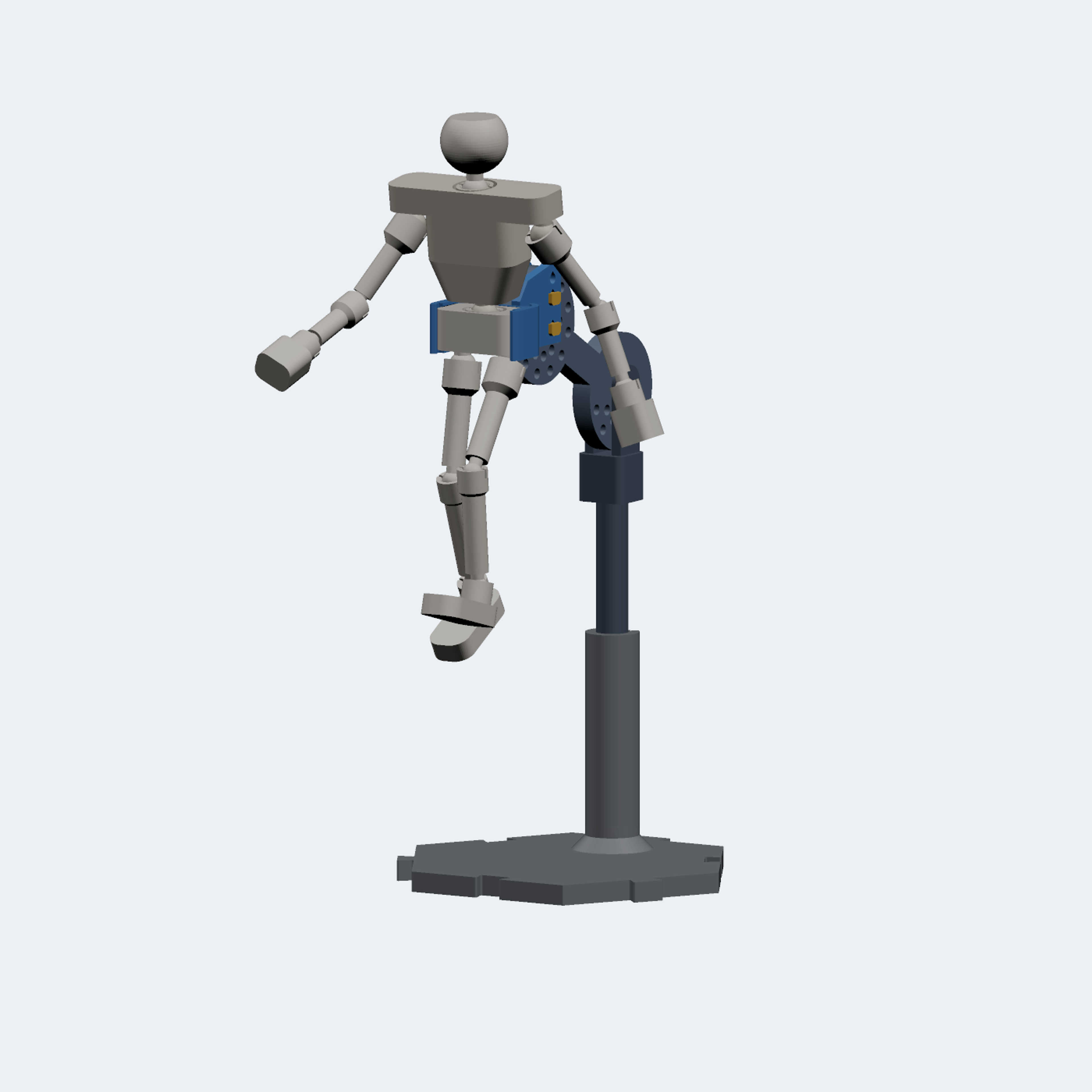 Poseable 6 inch figure in a mid-jump pose on the adjustable display stand, clipped at the pelvis