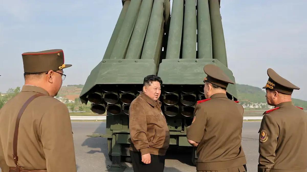 North Korean Leader Kim Jong Un Supervises Test Launch of Multiple Rocket Launchers