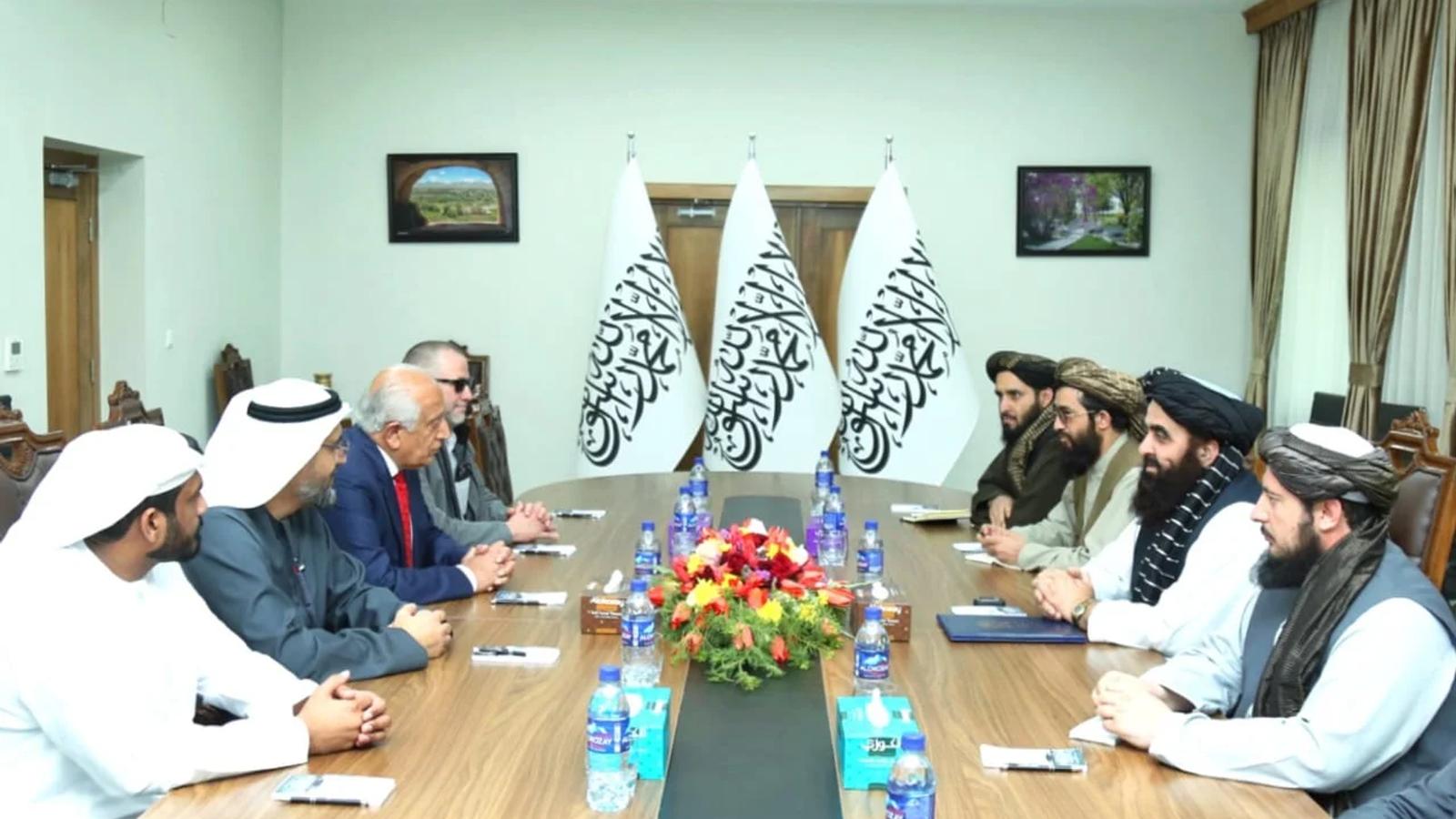Islamic Emirate Foreign Minister Meets Khalilzad, Announces Release of Detained American