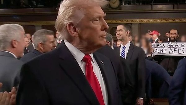 Democratic lawmakers protest during Trump's address to US Congress