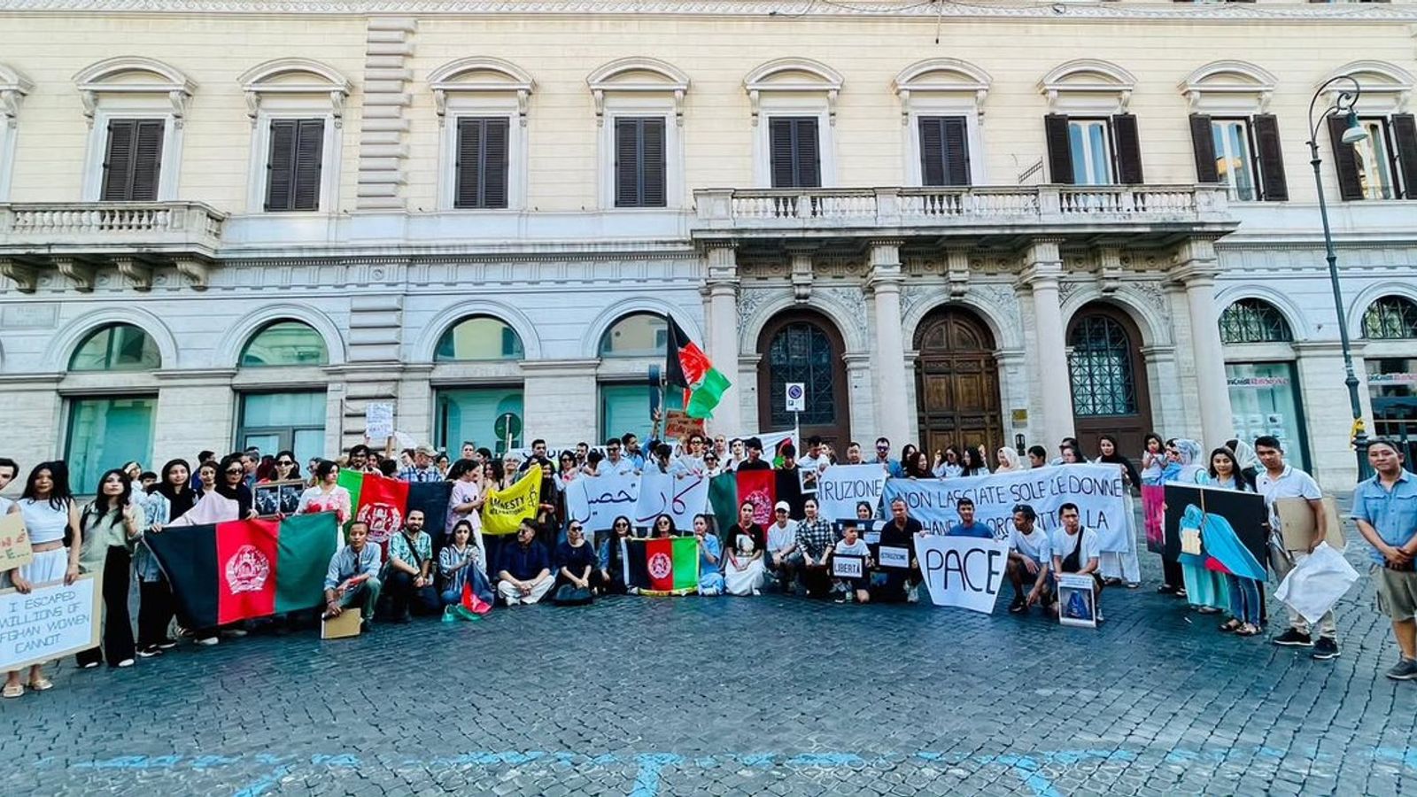 Afghans in Italy Hold Protest in Support of Women in Afghanistan