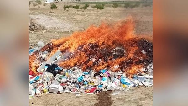 12 Tons of Expired Medicines and Substandard Food Burned in Parwan