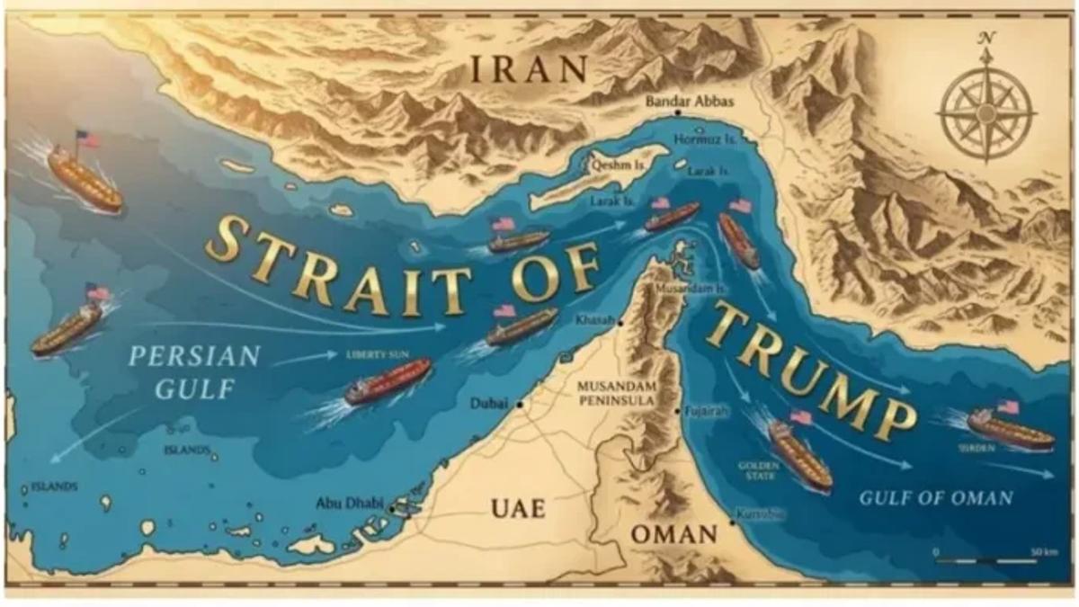 Trump Shares Edited Image Renaming Strait of Hormuz Amid Rising US-Iran Tensions