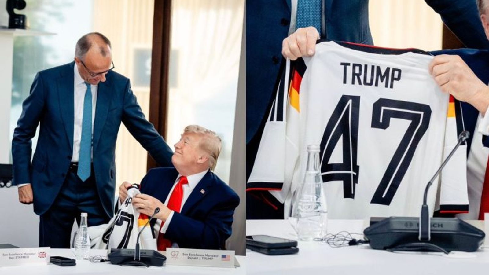 German Chancellor Gifts Trump Soccer Jersey at G7 Summit in France