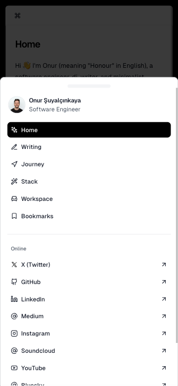 onur.dev 移动端菜单样式