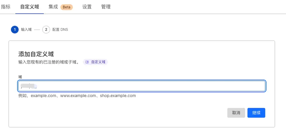 输入自定义域名