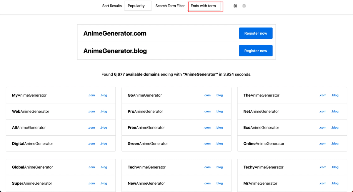 Lean Domain Search 关键词搜索生成域名