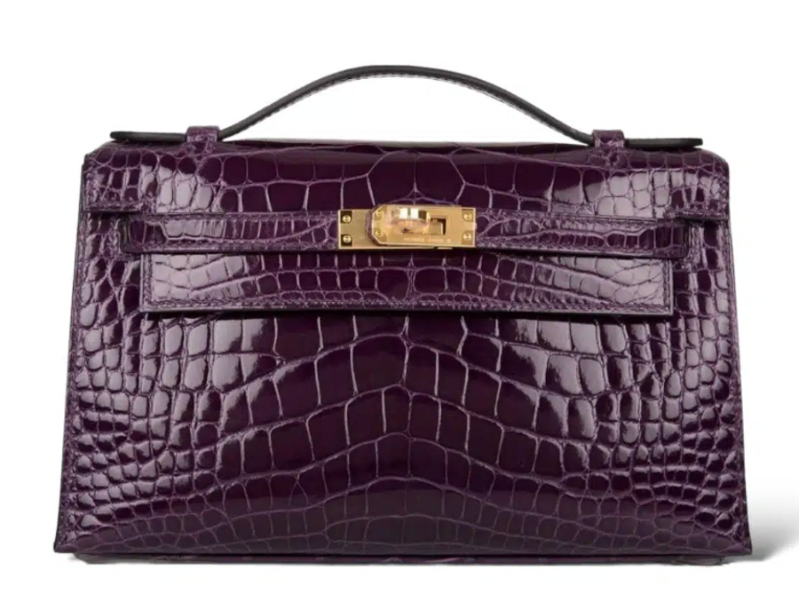 Kelly pochette in shiny Crocodilo Niloticus