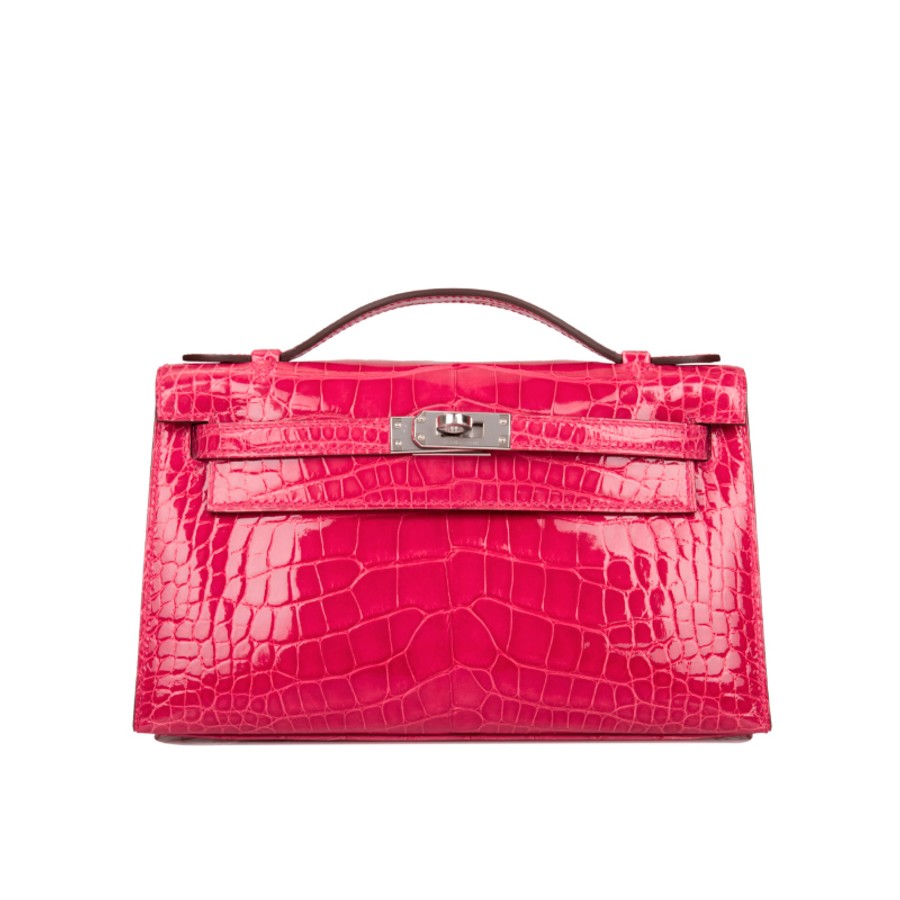 Mini Kelly Pochette in shiny alligator
