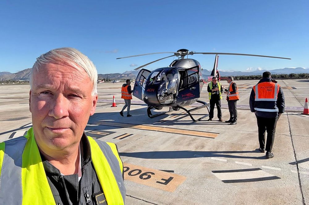 Roger Gudmunds&auml;ter fr&aring;n HeliAir Marbella fl&ouml;g fyra teststr&auml;ckor f&ouml;r framtida aerotaxi i Andalusien. Foto: HeliAir Marbella