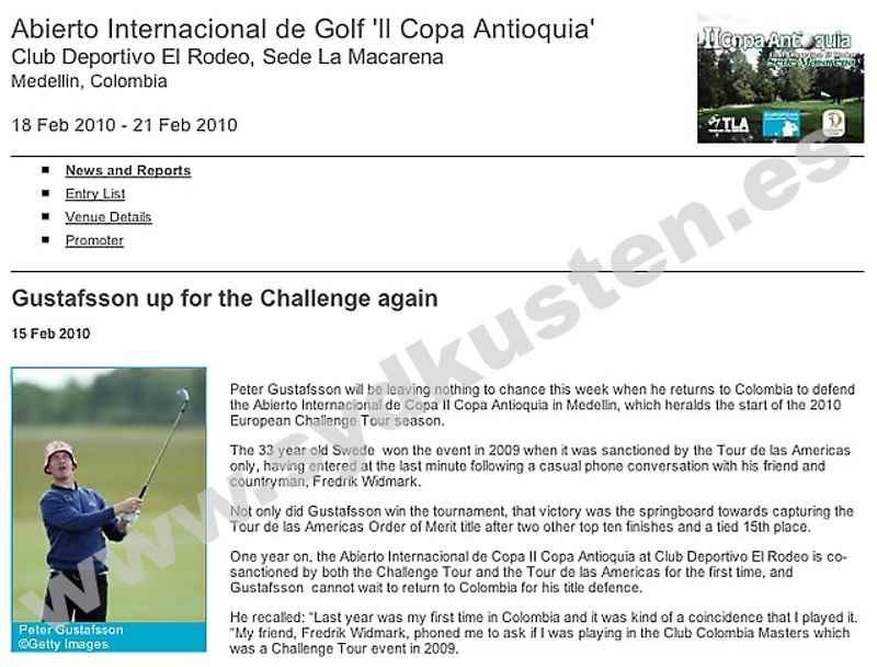 Artikel på European Challenge Tour
