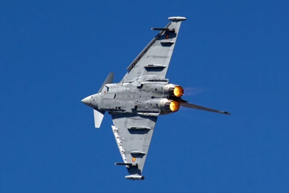 Spansk Eurofighter av samma typ som f&ouml;rolyckats vid Albacete. Foto: Bene Riob&oacute;/Wikimedia Commons