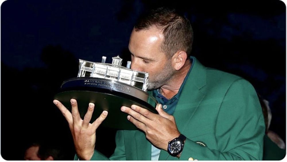 Sergio Garc&iacute;a missar &aring;rets h&ouml;stupplaga av Augusta Masters, efter att han testats positiv p&aring; Covid-19. Foto: Twitter