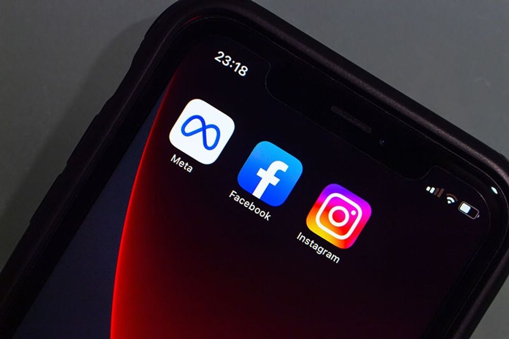 Meta &auml;r koncernen i vilka internettj&auml;nsterna Facebook och Instagram ing&aring;r.