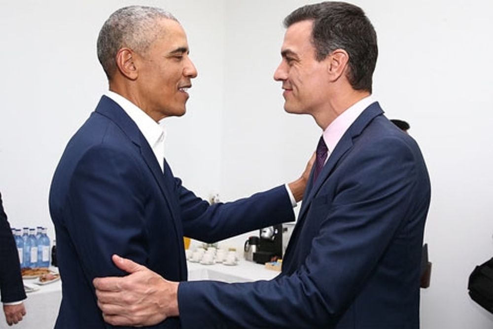 Barack Obama och Pedro Sanchez i Sevilla 3 april.