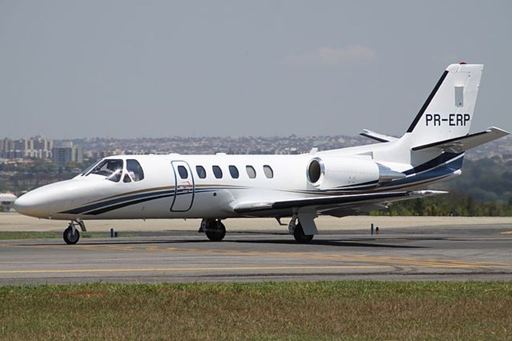 Privatplan av samma modell, en Cessna 551, som f&ouml;rolyckats.