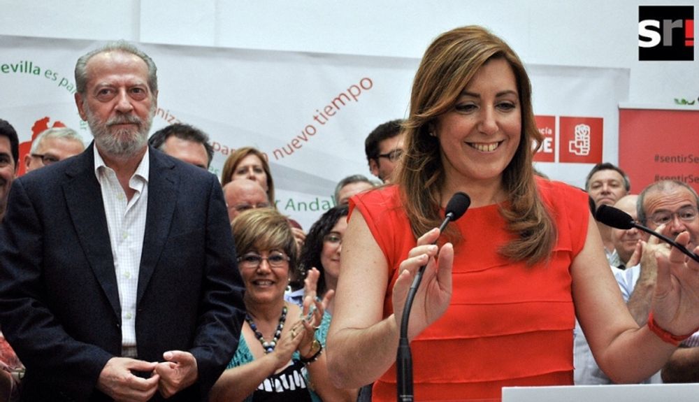 Susana D&iacute;az chansning gick hem och hon f&ouml;rvandlas samtidigt till den f&ouml;rsta kvinnan som vinner ett regionalval i Andalusien. Foto: PSOE-A