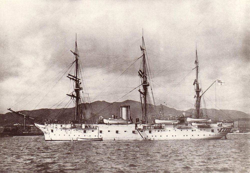 Bild av fartyget Gneisenau, taget samma &aring;r som det f&ouml;rliste den 16 december 1900.