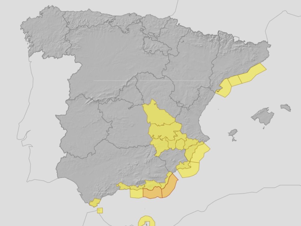 Regina &auml;r den 17:e stormen som drabbat s&ouml;dra Spanien p&aring; endast fem m&aring;nader. Karta: Aemet