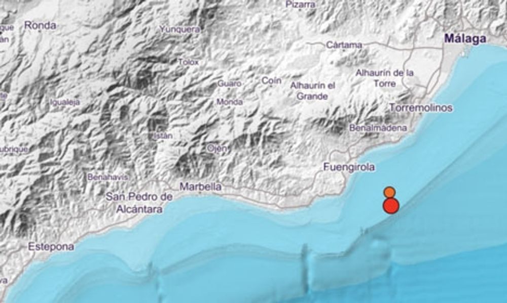 Skalven intr&auml;ffade p&aring; s&ouml;ndagskv&auml;llen n&auml;ra Fuengirola. Foto: Instituto Geogr&aacute;fico Nacional