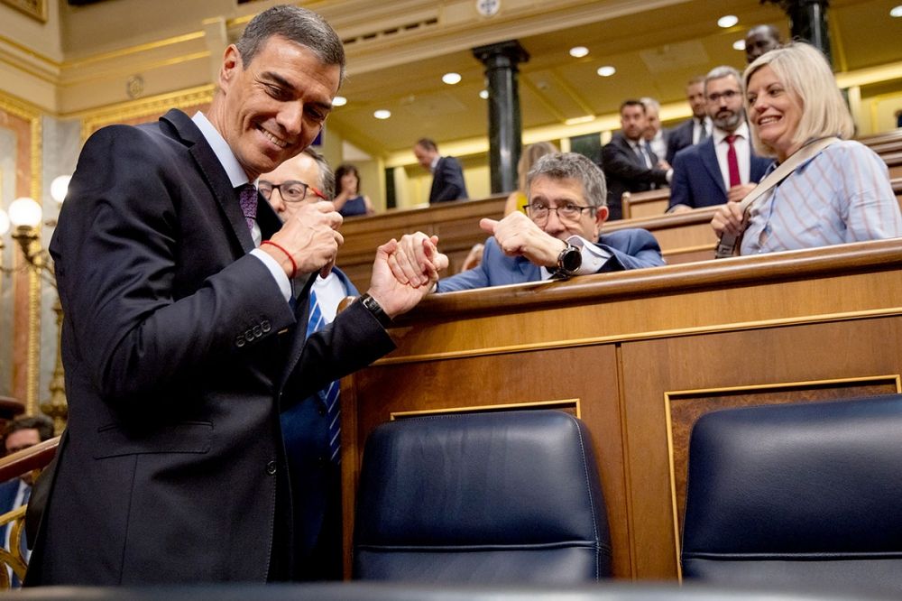 S&aacute;nchez kunde pusta ut efter h&aring;rd pr&ouml;vning i parlamentet den 9 juli. Eugenia Morago/PSOE
