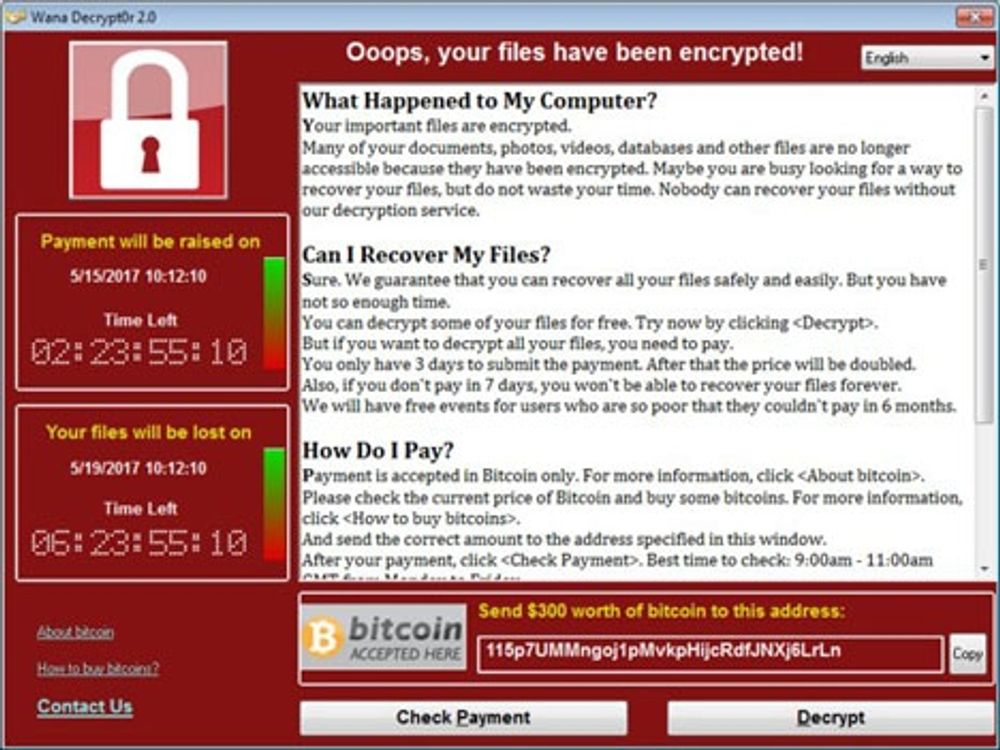 Viruset &auml;r en s&aring; kallad ransomware, som kodar alla filer p&aring; datorn och kr&auml;ver en l&ouml;sensumma p&aring; 300 dollar i bitcoins, f&ouml;r att man ska &aring;terf&aring; sina dokument.