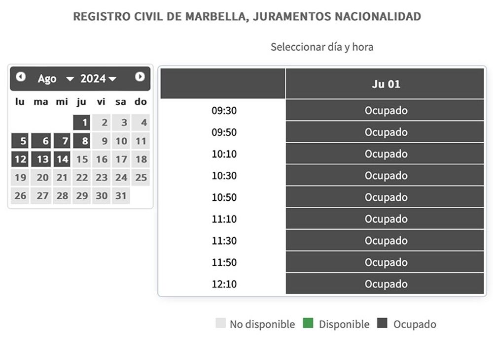 Inte en ledig tid hos Registro Civil i Marbella s&aring; l&aring;ngt &ouml;gat n&aring;r.