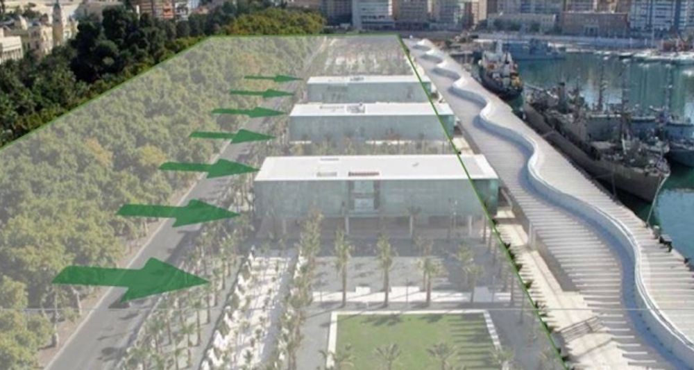 Trafiken som g&aring;r mellan hamnen och gamla stan ska ledas ned under jord och l&auml;mna en bilfri zon p&aring; totalt 64.700 kvadratmeter. Foto: Ayuntamiento de M&aacute;laga