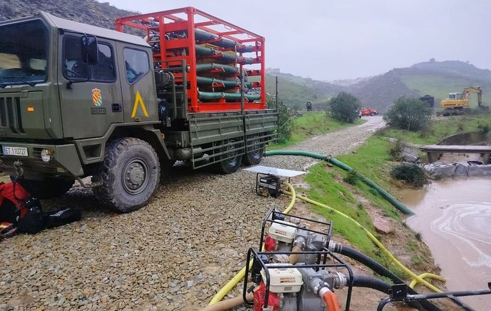 Den milit&auml;ra r&auml;ddningsstyrkan UME har mobiliserats till flera omr&aring;den i s&ouml;dra Spanien. Foto: Junta de Andaluc&iacute;a