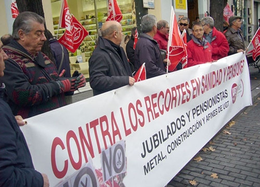 Medan det demonstreras mot nedsk&auml;rningar av pensionerna uppger OECD att systemet i sin helhet &auml;r oh&aring;llbart p&aring; sikt.  Foto: UGT - MCA F. de Industria.jpg