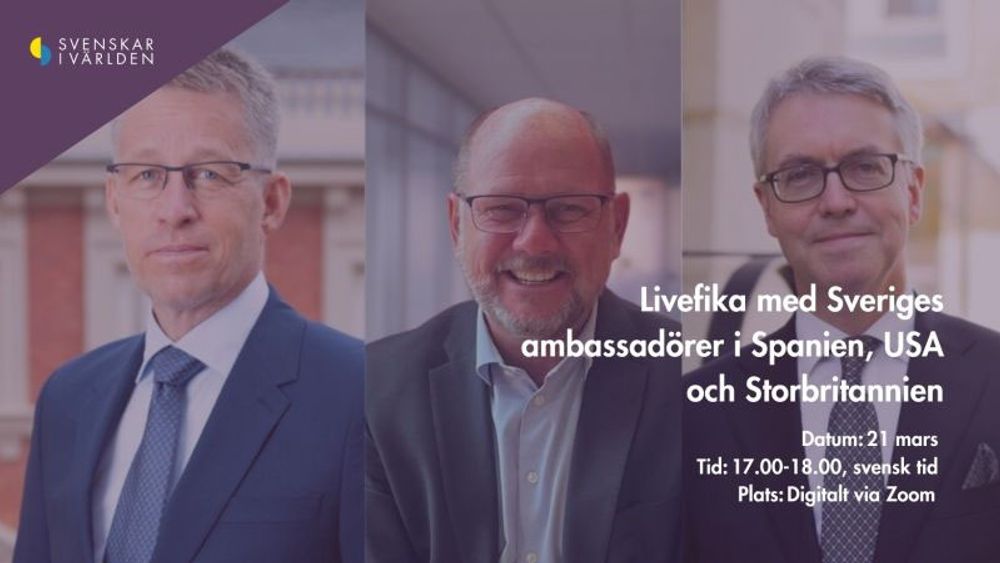 I regi av Svenskar i V&auml;rlden blir det den 21 mars tillf&auml;lle att st&auml;lla fr&aring;gor till ambassad&ouml;rerna i de tre l&auml;nder d&auml;r det bor flest utlandssvenskar.