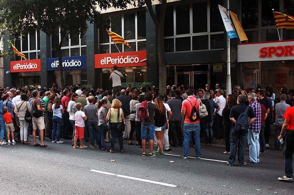 Marginedas kollegor p&aring; El Peri&oacute;dico de Catalunya har vakat i n&auml;ra sex m&aring;naders tid. Foto: Fotomovimiento