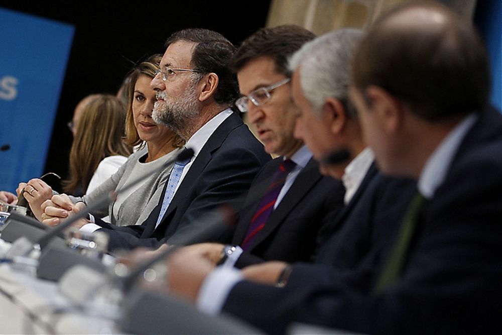 Mariano Rajoy &auml;r storfavorit att vinna valet 20 november och vill inte uts&auml;tta sig f&ouml;r k&auml;nsliga fr&aring;gor fr&aring;n pressen. Foto: PP