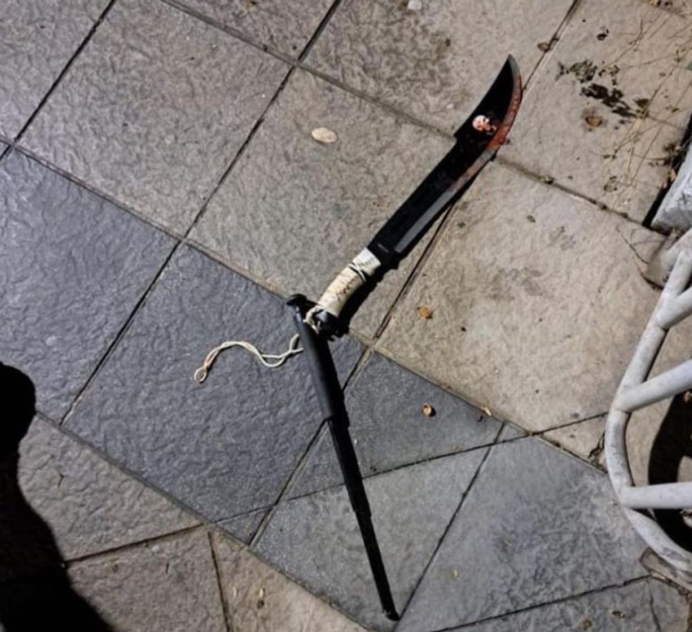 Foto som delats p&aring; Twitter av det blodiga mordvapnet.