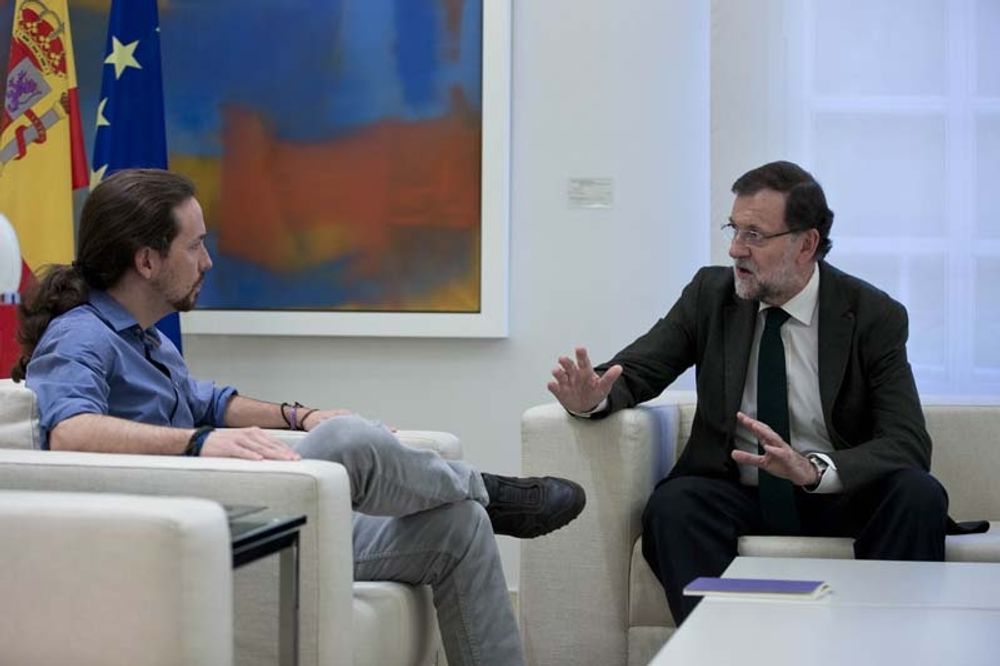 Podemosledaren Pablo Iglesias andra bes&ouml;k i La Moncloa varade dubbelt s&aring; l&auml;nge som socialistledarens. Foto: La Moncloa Gobierno de Espa&ntilde;a