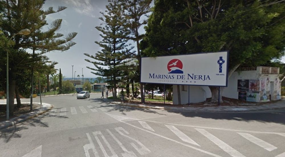 Branden p&aring; Hotel Marinas de Nerja var snabbt under kontroll. Arkivfoto: Google Maps