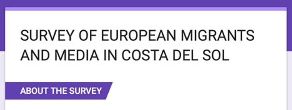 Genom att fylla i anonymt ett formul&auml;r p&aring; engelska bidrar man till unders&ouml;kningen om massmedias roll bland utl&auml;ndska residenta i s&ouml;dra Spanien och Portugal.
