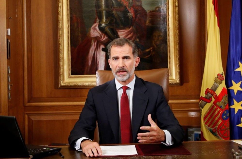 Spaniens kung Felipe VI sade 20 oktober att den katalanska sj&auml;lvst&auml;ndighetsprocessen &auml;r "oacceptabel". Foto: Casa Real