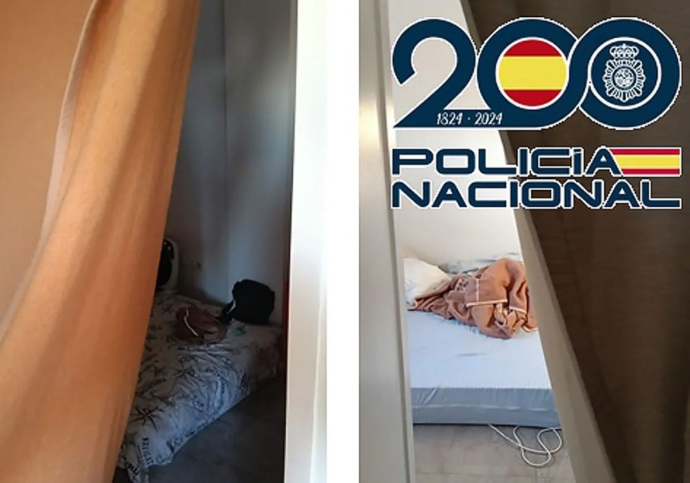 Polisens utredning avsl&ouml;jade att migrantarbetare tvingades bo och arbeta under nedv&auml;rderande f&ouml;rh&aring;llanden. Foto: Polic&iacute;a Nacional