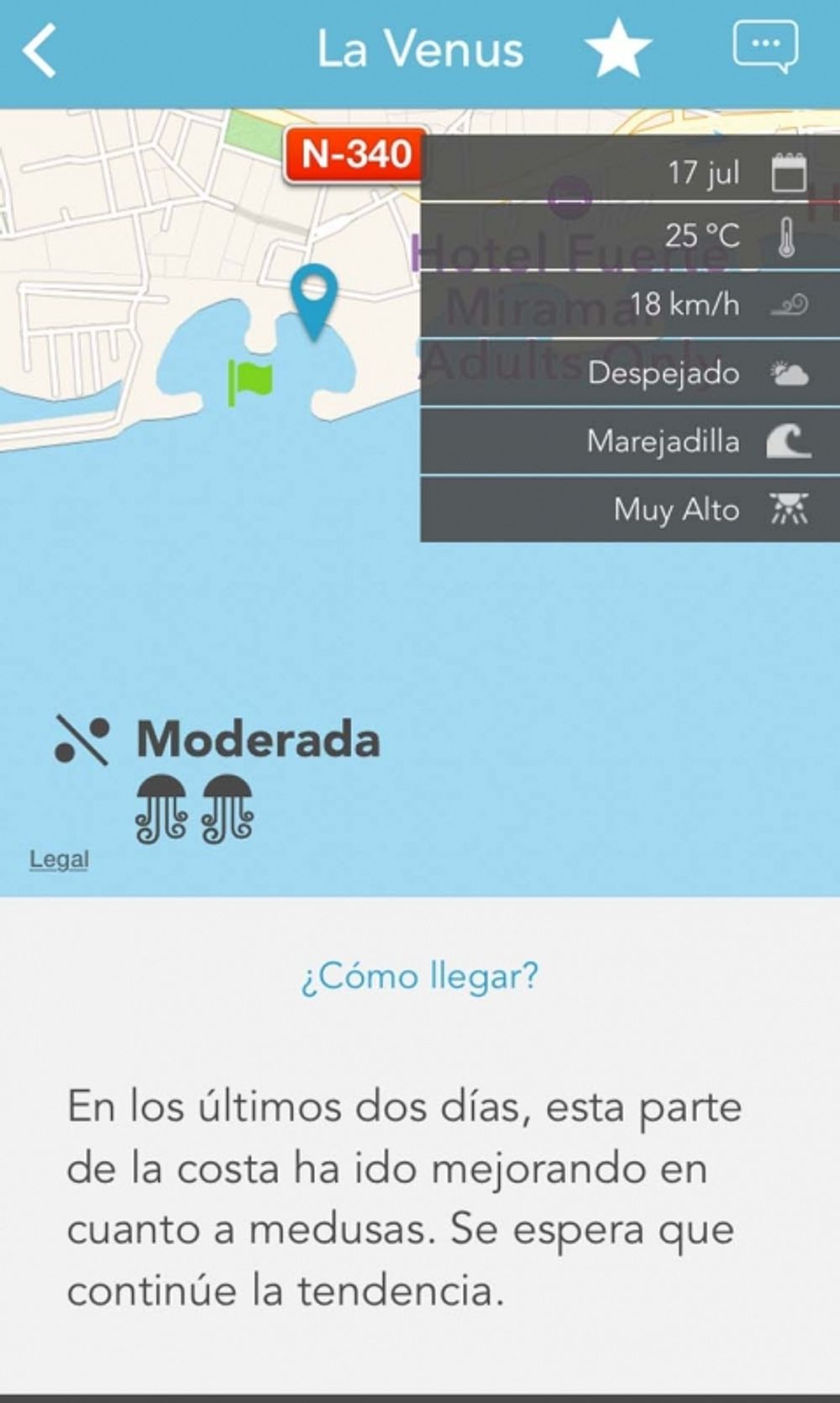 P&aring; appen Infomedusa f&aring;r man information om manetsituationen p&aring; de olika str&auml;nderna p&aring; Costa del Sol.
