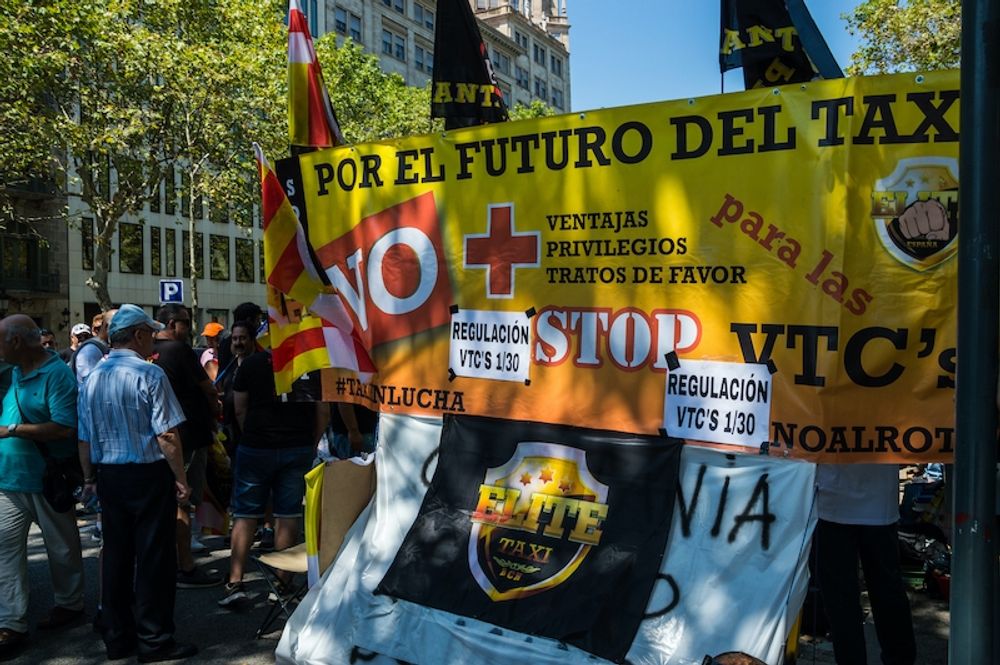 Manifestation mot VTC i Barcelona.