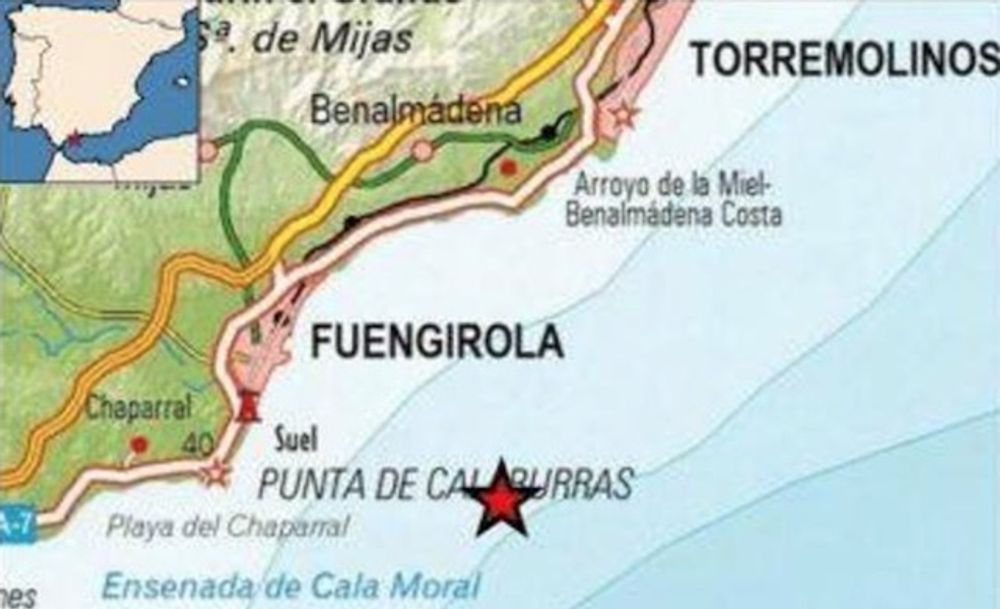 Markr&ouml;relsen hade sitt centrum utanf&ouml;r Faro de Calaburras (Mijas).